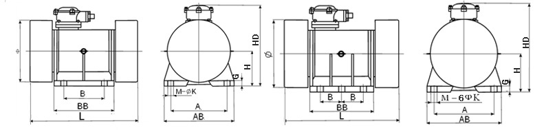 防爆振動(dòng)電機(jī)安裝圖